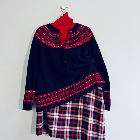 Talbots - Fair Isle Cardigan - Blue & Red - Picture 6 of 8